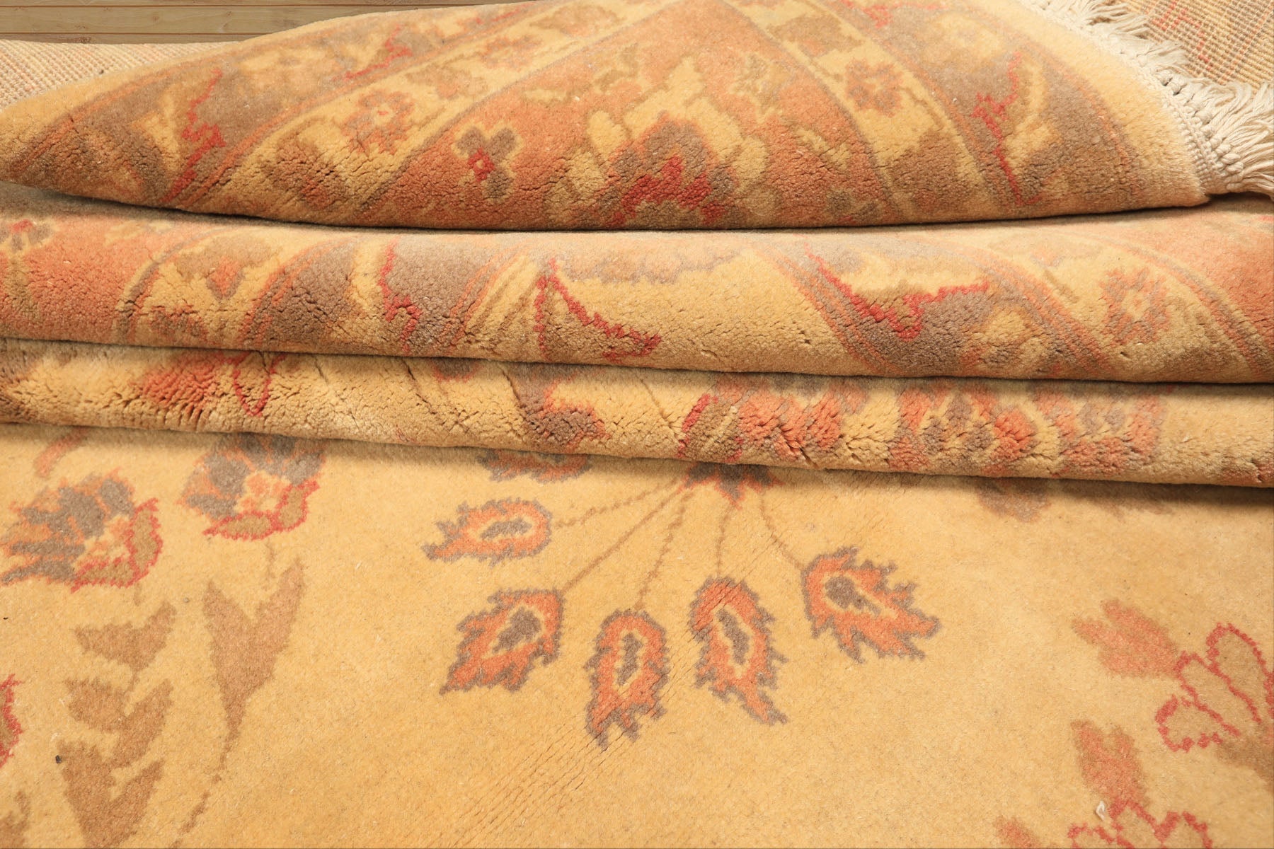 9x12 Beige, Blush, Gray Color Hand Knotted Oushak Wool Traditional Oriental Rug