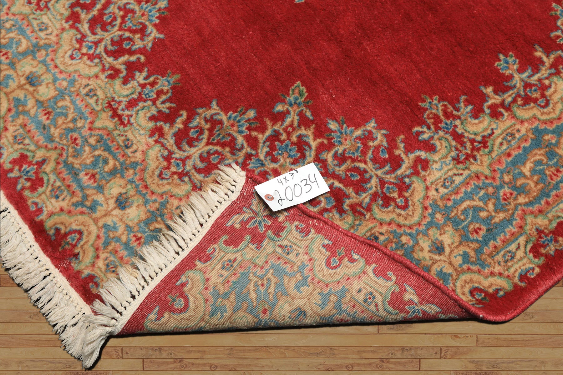 4x7 Coral, Aqua, Gold Color Hand Knotted Kerman Wool Traditional Oriental Rug