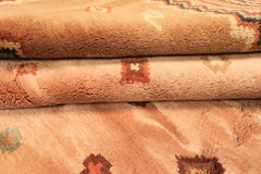 8x11 Blush, Brown, Ivory Color Hand Knotted Lori Wool Traditional Oriental Rug