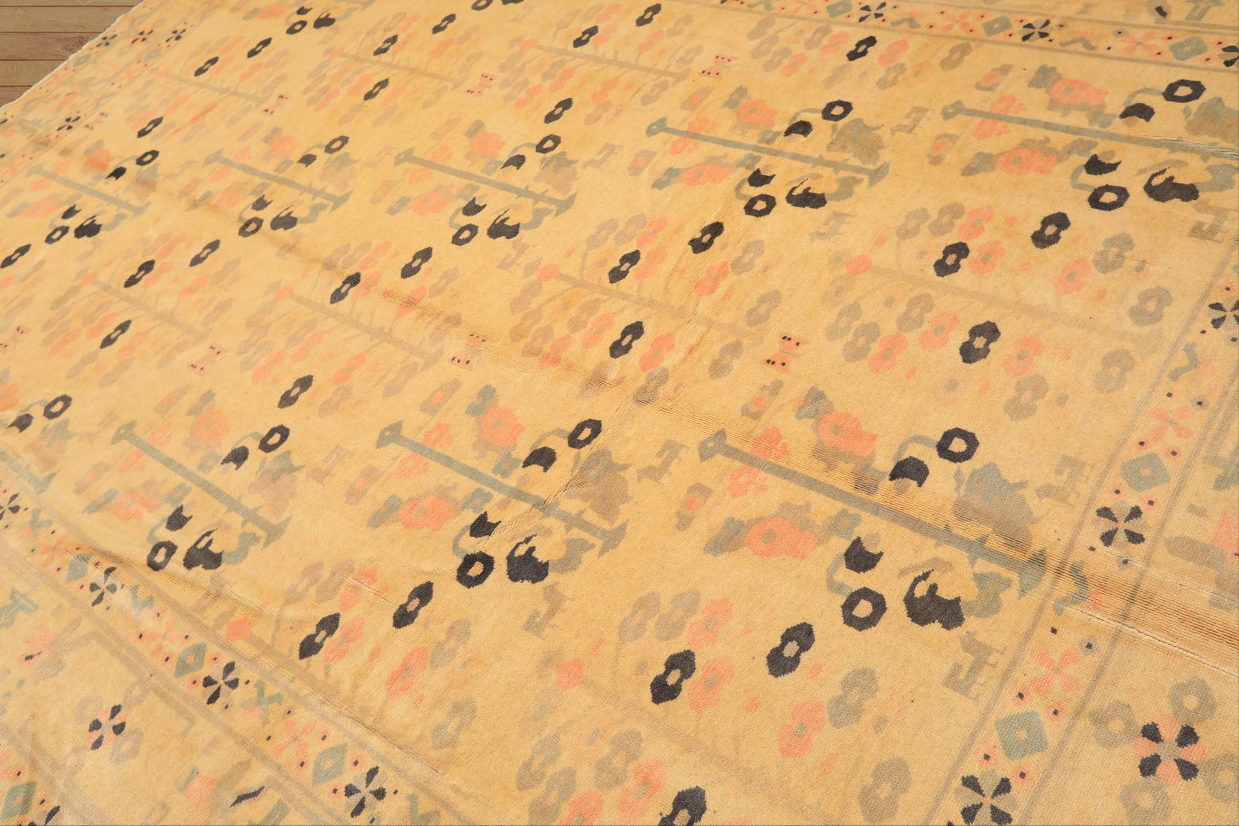 8x11 Ivory, Gray, Blush Color Hand Knotted Turkish Oushak Wool Transitional Oriental Rug