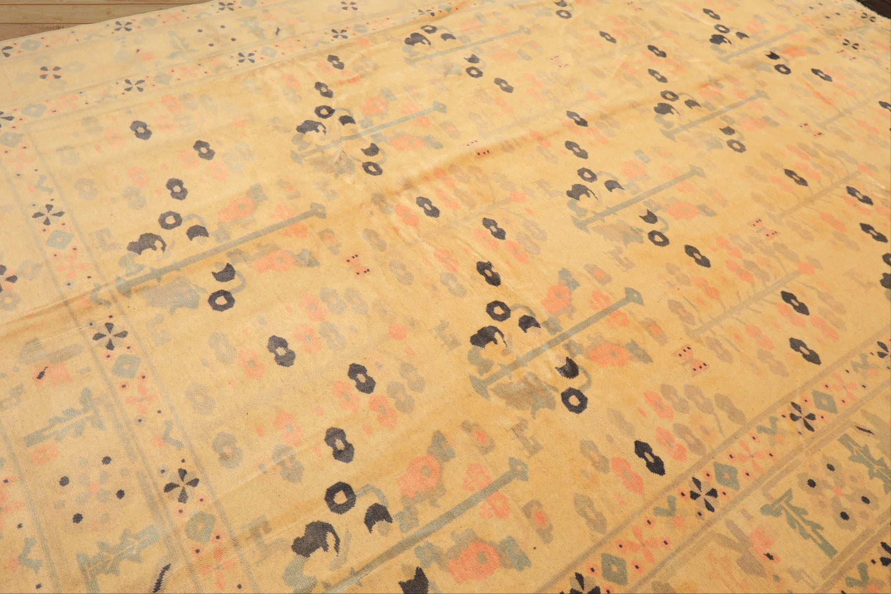 8x11 Ivory, Gray, Blush Color Hand Knotted Turkish Oushak Wool Transitional Oriental Rug