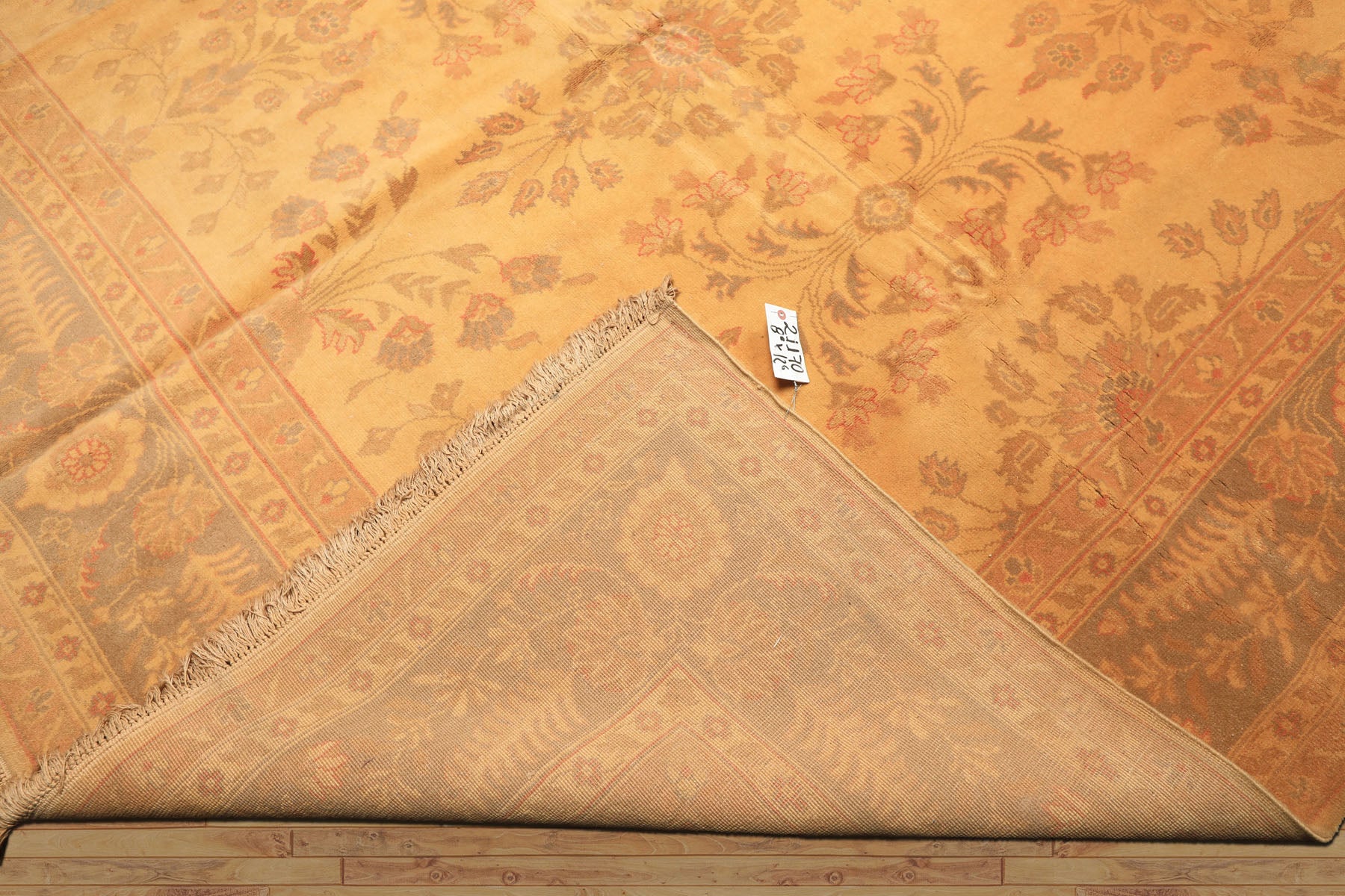 9x12 Beige, Celadon, Light Peach Color Hand Knotted Oushak Wool Traditional Oriental Rug