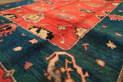9x12 Coral, Turquoise, Teal Color Hand Knotted Turkish Oushak Wool  Oriental Rug