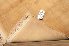 9x12 Tan, Beige, Gray Color Hand Knotted Oushak New Zealand Wool Transitional Oriental Rug
