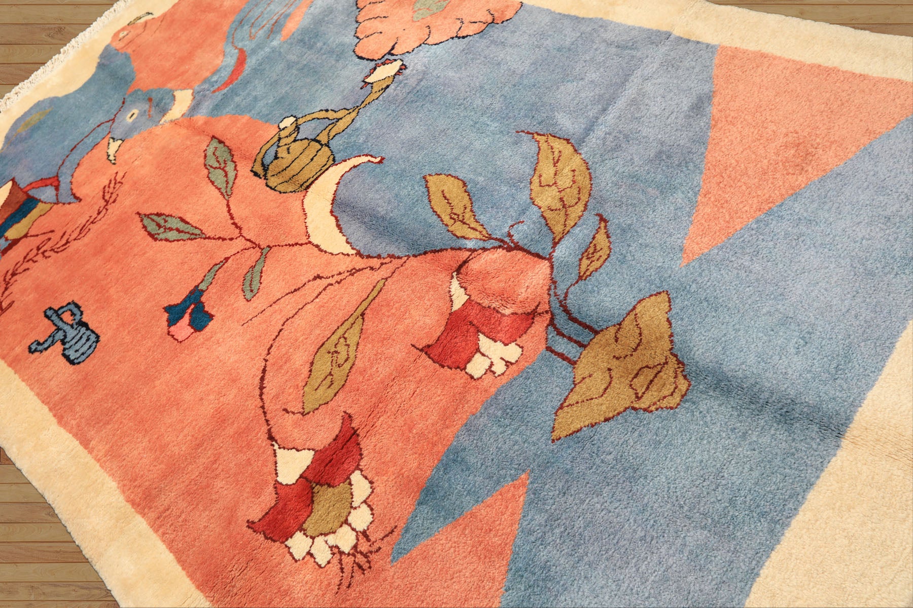 6x9 Blue, Blush, Lime Color Hand Knotted Gabbeh Wool Modern & Contemporary Oriental Rug
