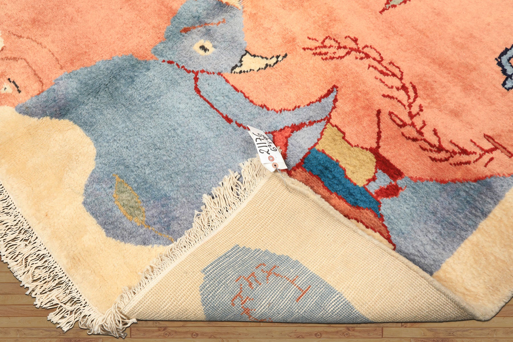 6x9 Blue, Blush, Lime Color Hand Knotted Gabbeh Wool Modern & Contemporary Oriental Rug