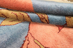 6x9 Blue, Blush, Lime Color Hand Knotted Gabbeh Wool Modern & Contemporary Oriental Rug