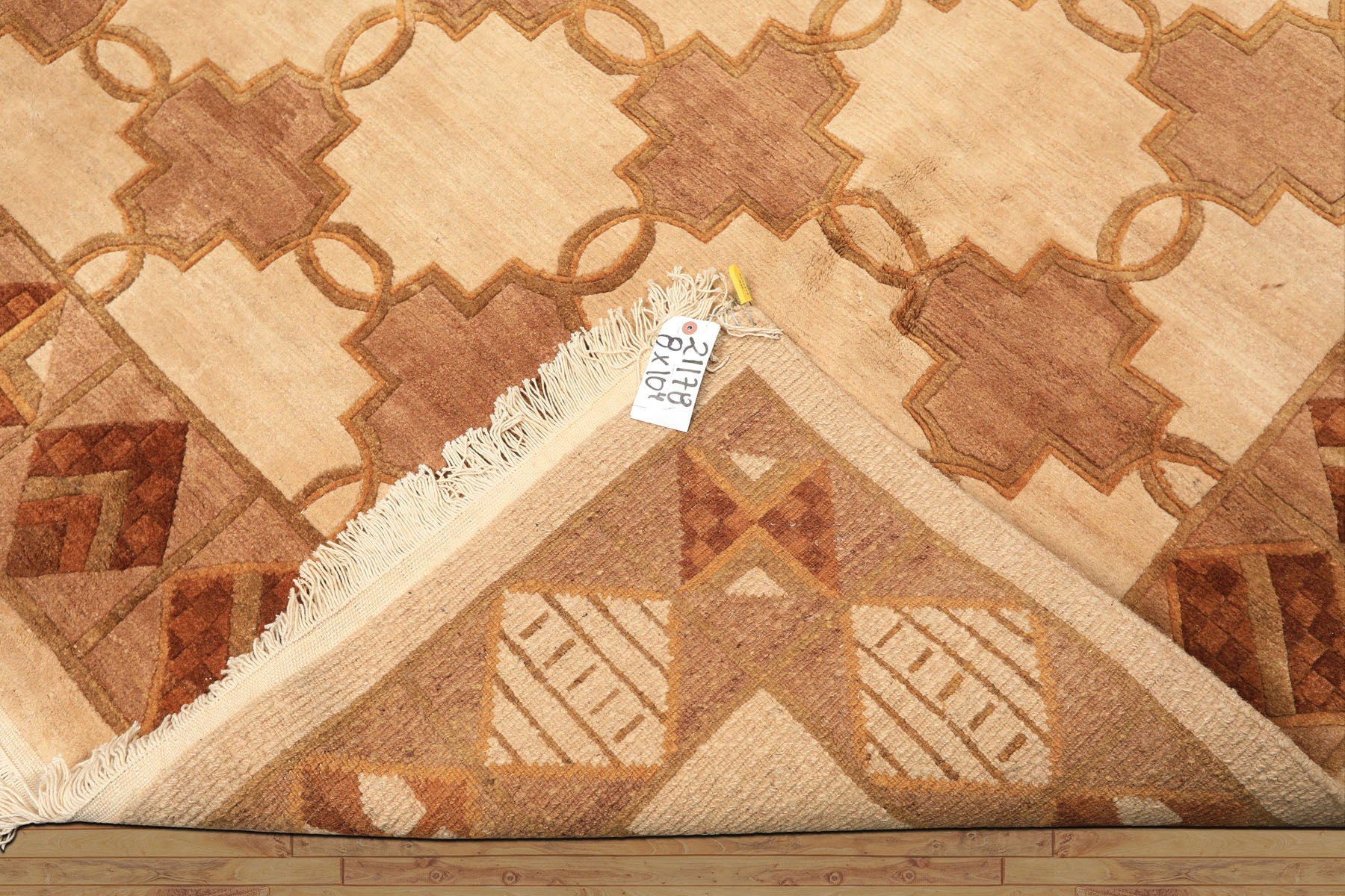 8x10 Beige, Brown, Olive Color Hand Knotted Tibetan Wool  Oriental Rug