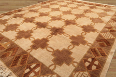 8x10 Beige, Brown, Olive Color Hand Knotted Tibetan Wool  Oriental Rug