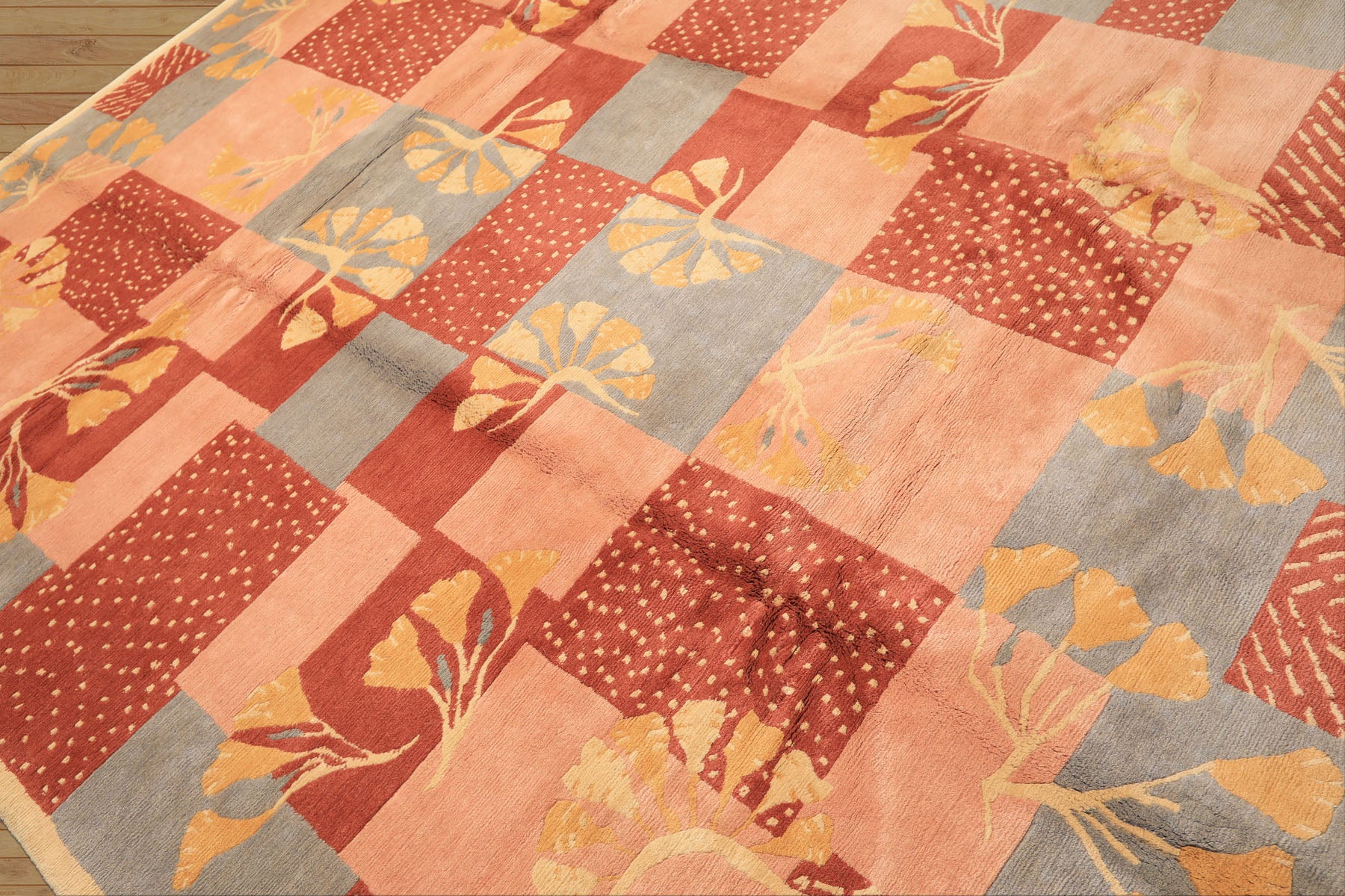 8x10 Blush, Rose, Blue Color Hand Knotted Tibetan Wool Transitional Oriental Rug