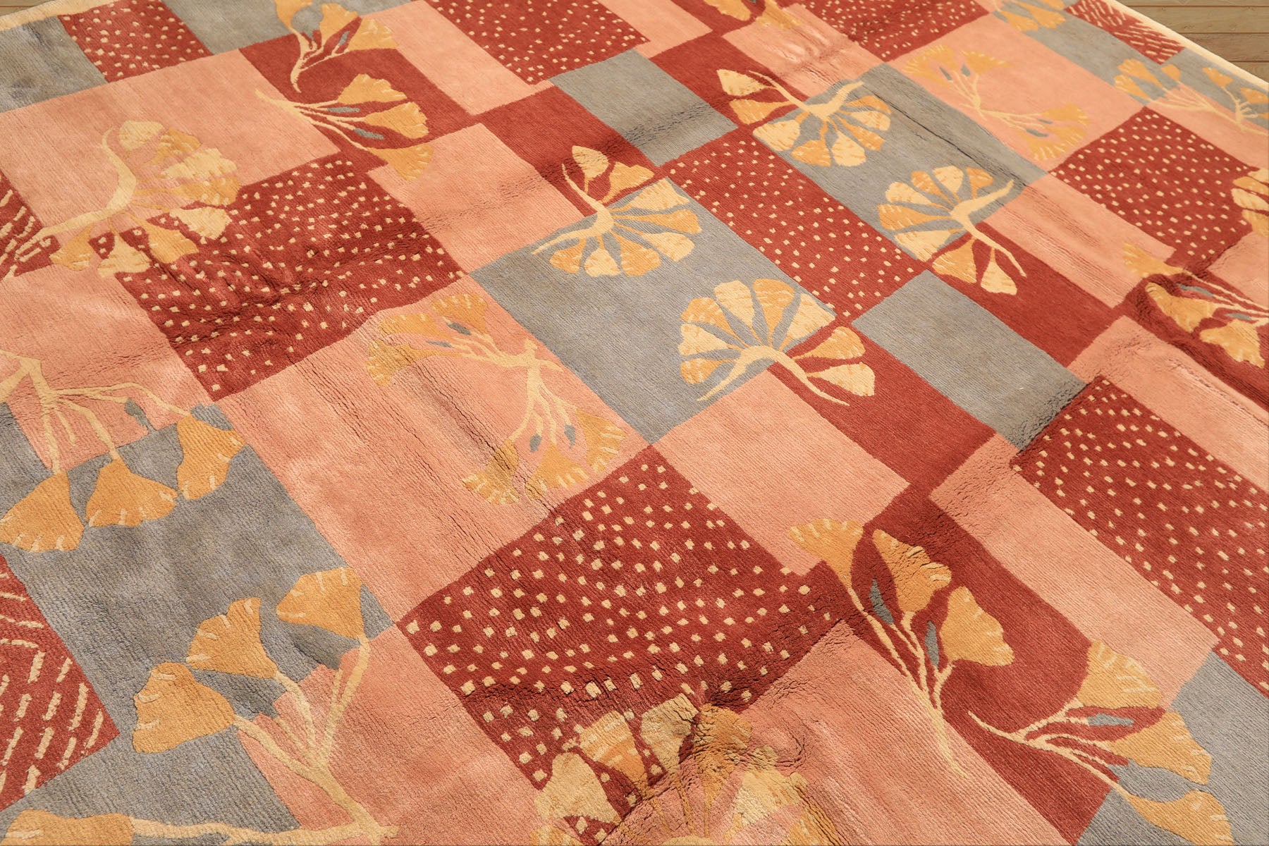 8x10 Blush, Rose, Blue Color Hand Knotted Tibetan Wool Transitional Oriental Rug