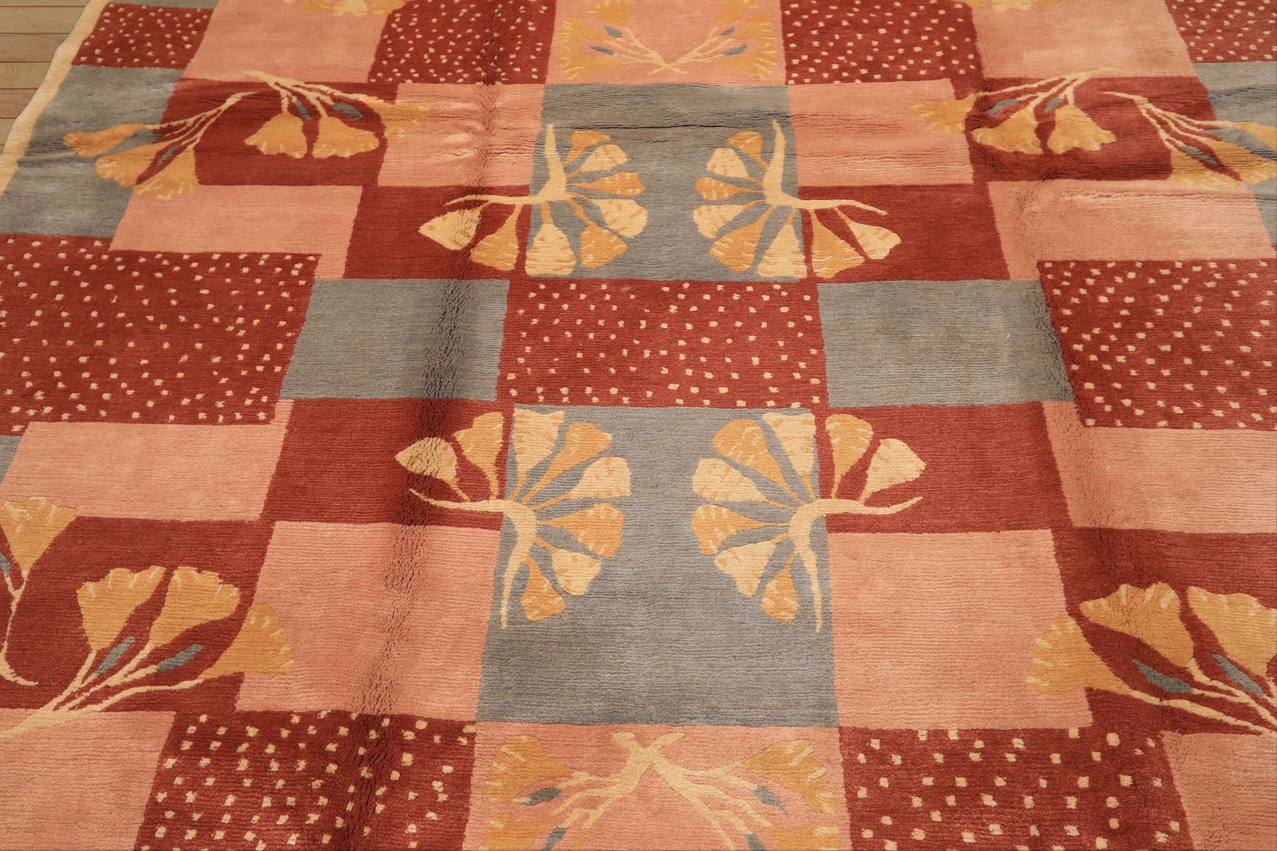 8x10 Blush, Rose, Blue Color Hand Knotted Tibetan Wool Transitional Oriental Rug
