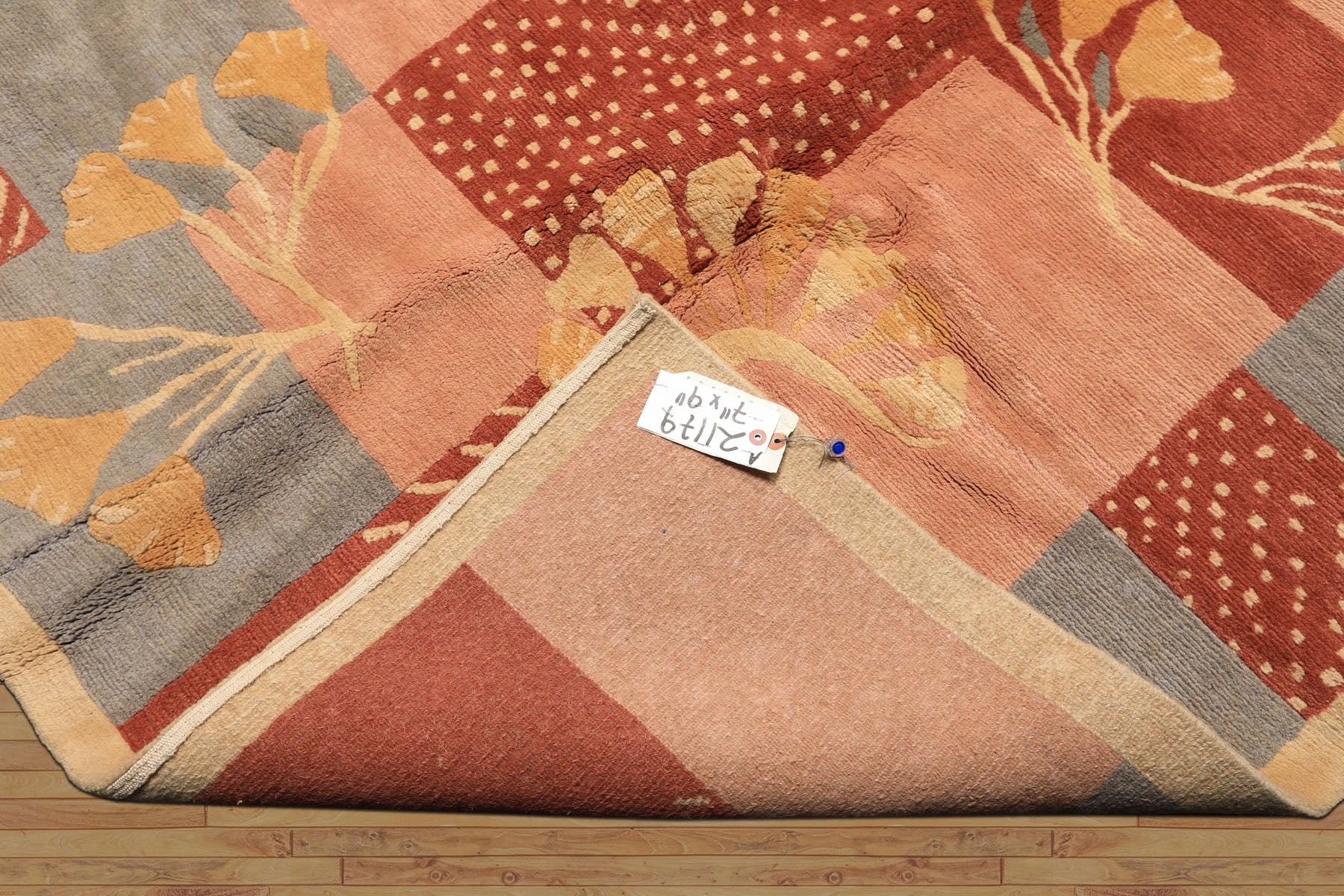 8x10 Blush, Rose, Blue Color Hand Knotted Tibetan Wool Transitional Oriental Rug