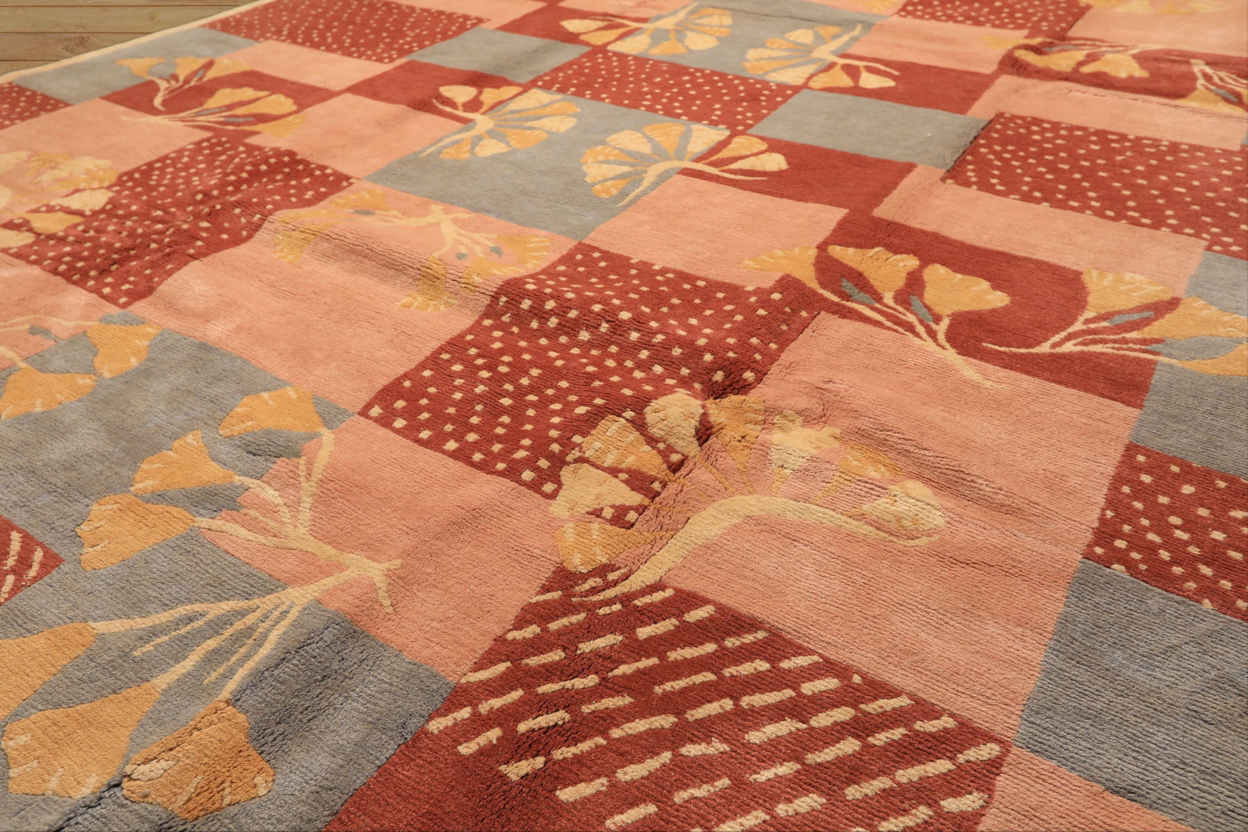 8x10 Blush, Rose, Blue Color Hand Knotted Tibetan Wool Transitional Oriental Rug