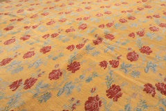8x10 Gold, Blue, Rust Color Hand Knotted Tibetan Wool Transitional Oriental Rug