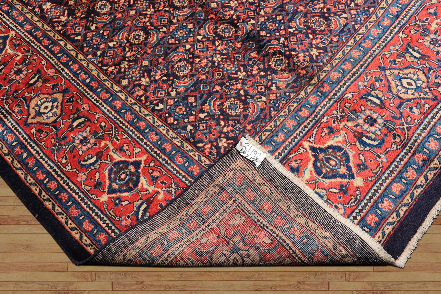 10x14 Navy, Coral, Blue Color Hand Knotted Bidjar Wool Traditional Oriental Rug