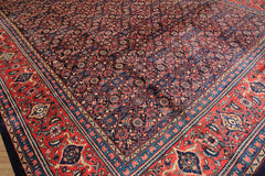 10x14 Navy, Coral, Blue Color Hand Knotted Bidjar Wool Traditional Oriental Rug