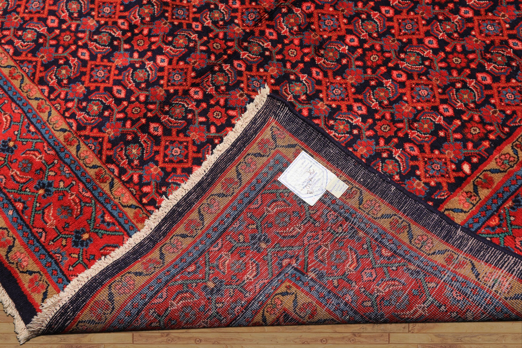 7x10 Navy, Coral, Aqua Color Hand Knotted Mahal Sarouk Wool Traditional Oriental Rug