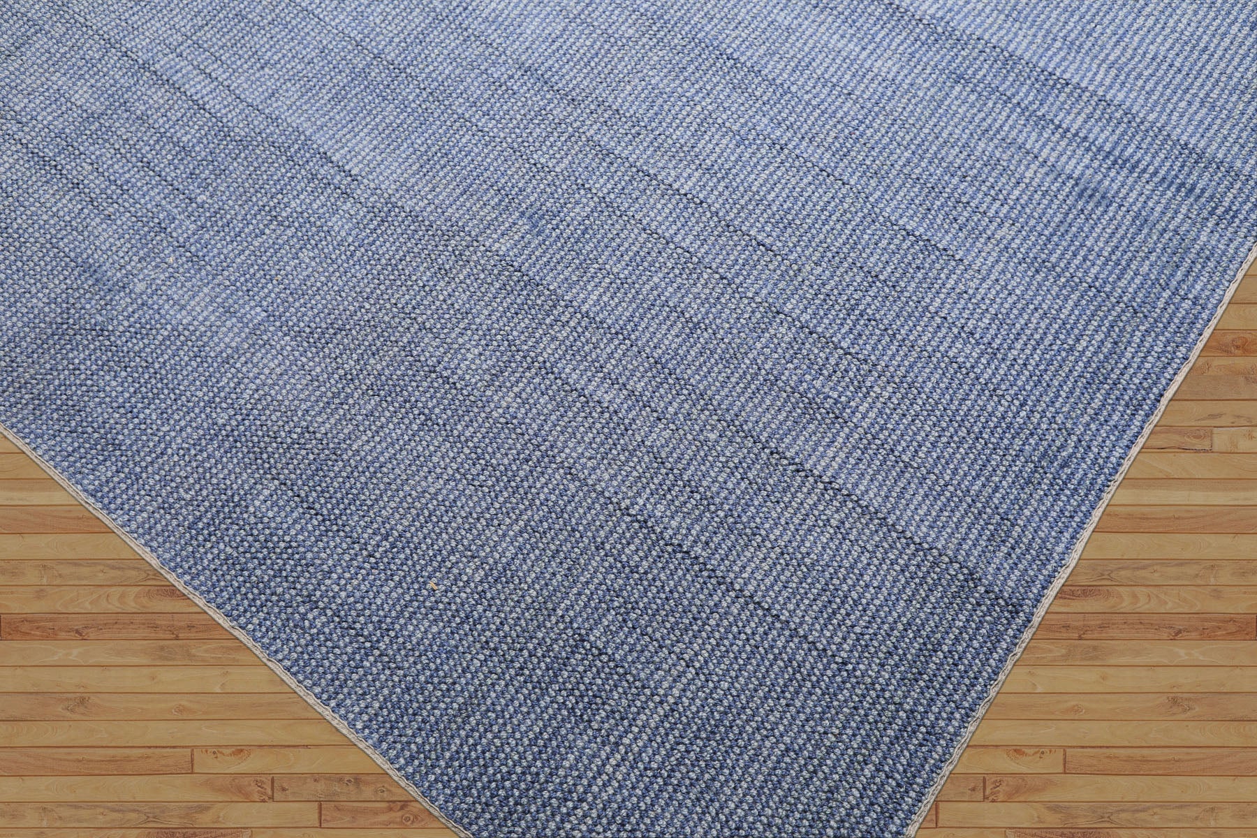 Multi Size Tone on Tone Blue Color Hand Loomed Berber Wool Contemporary Oriental Rug