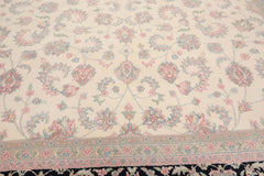 8x10 Ivory, Black, Rose Color Hand Knotted Floral 100% Wool Traditional-Persian/Oriental Oriental Rug