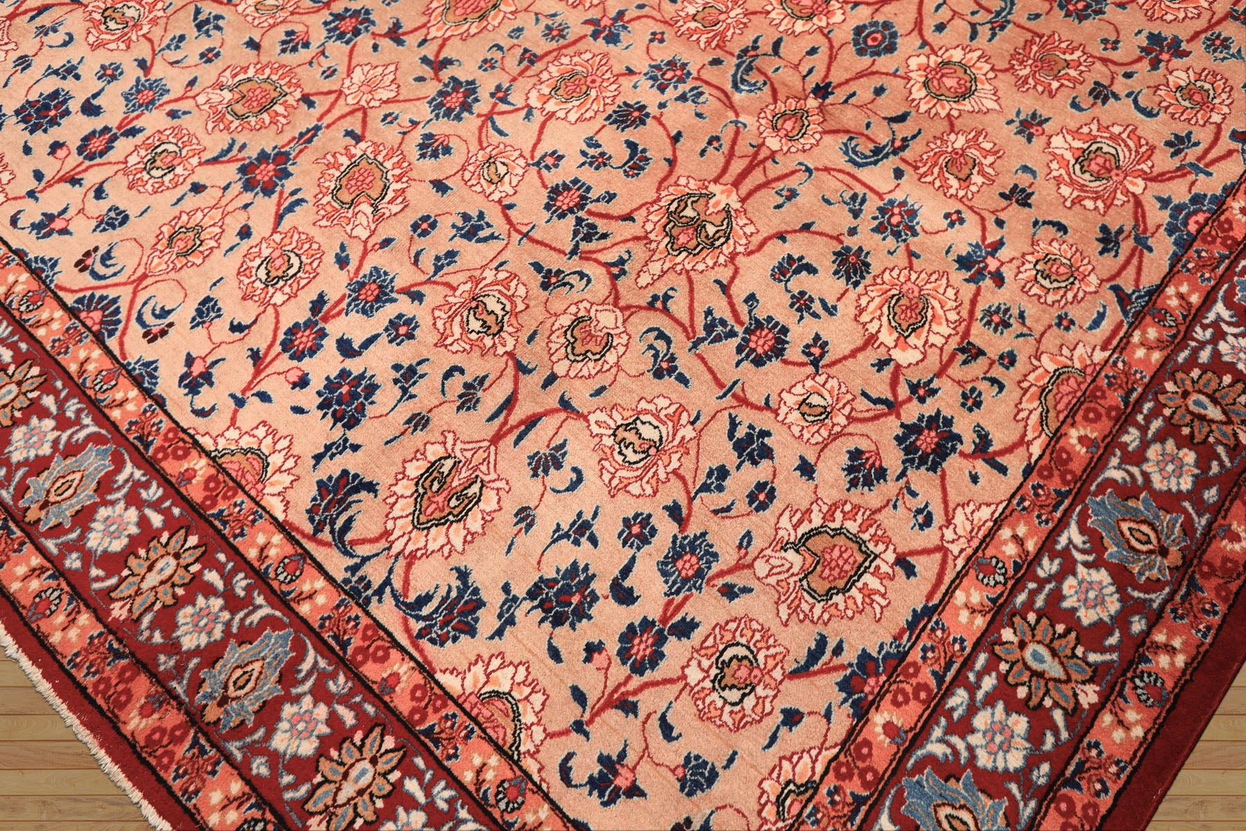 9x12 Peach, Blush, Red Color Hand Knotted Birjand Wool Traditional Oriental Rug