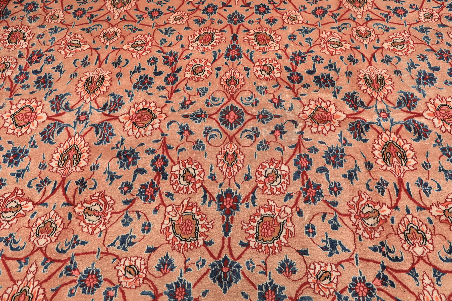 9x12 Peach, Blush, Red Color Hand Knotted Birjand Wool Traditional Oriental Rug