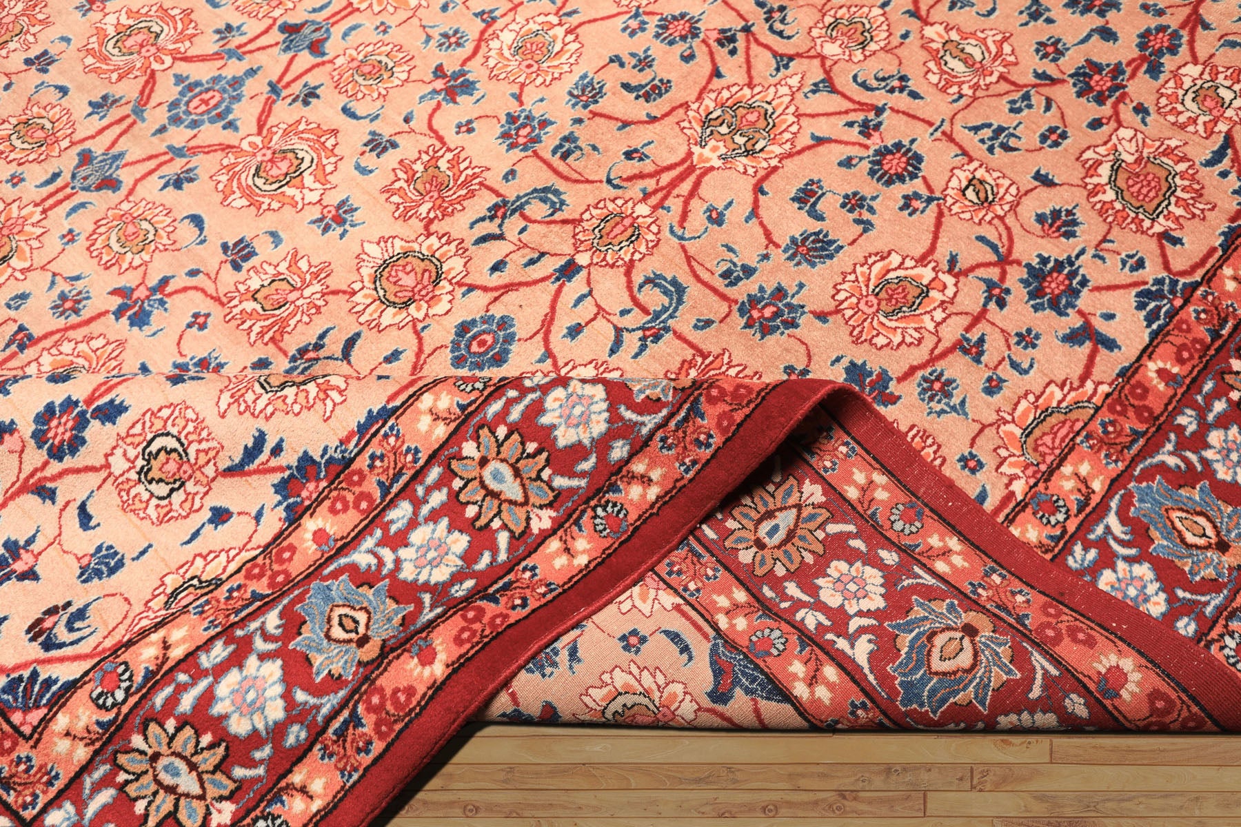 9x12 Peach, Blush, Red Color Hand Knotted Birjand Wool Traditional Oriental Rug