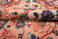 9x12 Peach, Blush, Red Color Hand Knotted Birjand Wool Traditional Oriental Rug