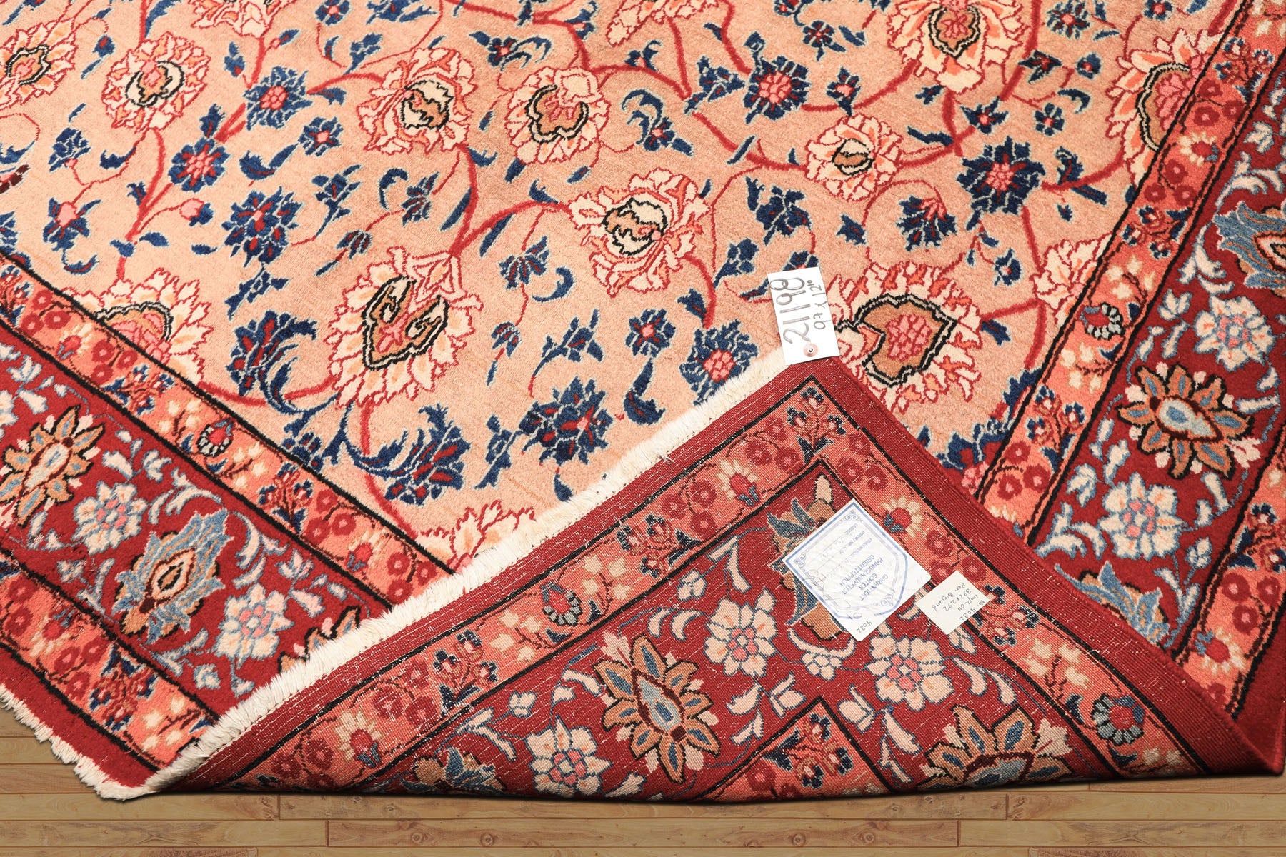 9x12 Peach, Blush, Red Color Hand Knotted Birjand Wool Traditional Oriental Rug