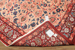 9x12 Peach, Blush, Red Color Hand Knotted Birjand Wool Traditional Oriental Rug