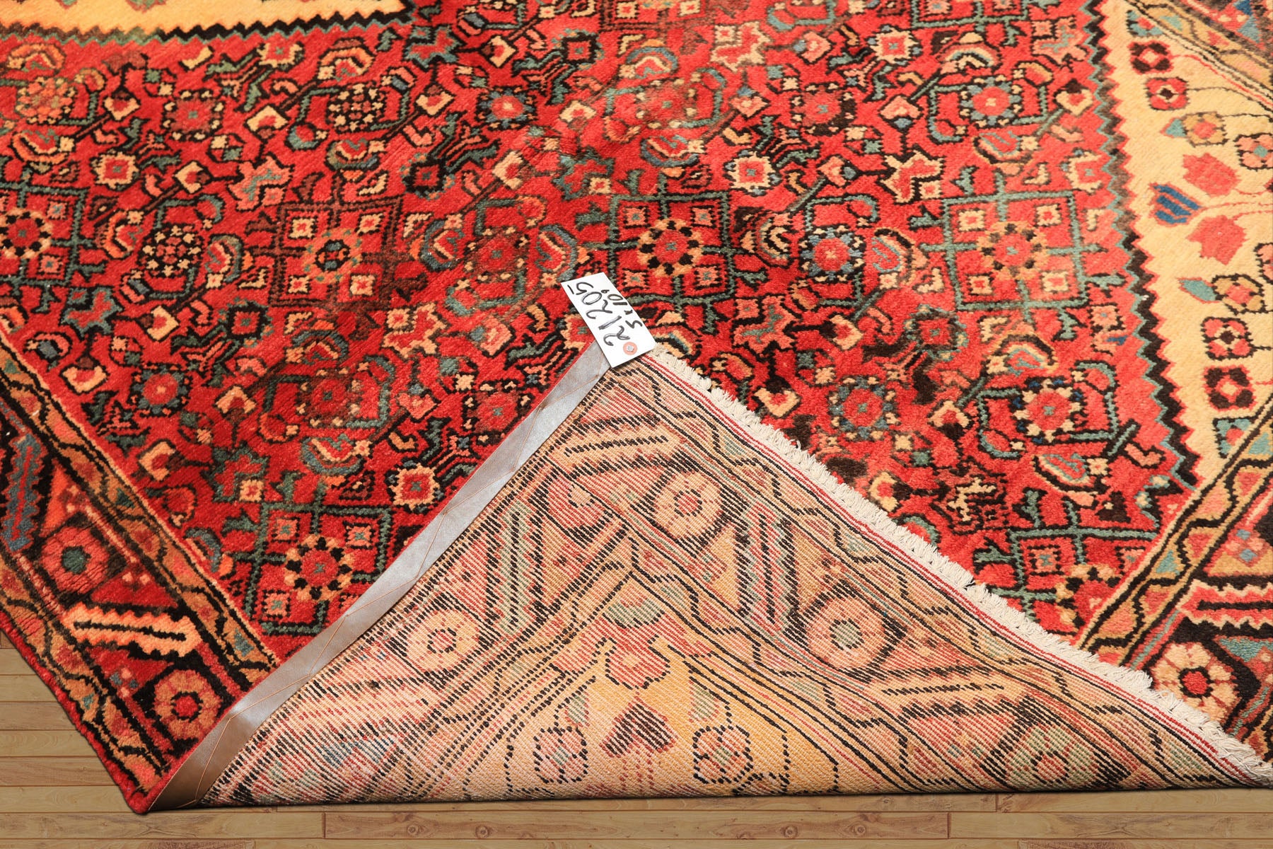Runner Rust, Coral, Ivory Color Hand Knotted Hamadan Wool Traditional Oriental Rug