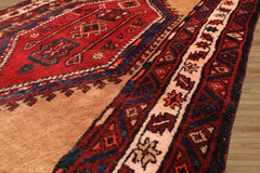 Runner Burgundy, Camel, Ivory Color Hand Knotted Kurdish Bidjar Wool Traditional Oriental Rug