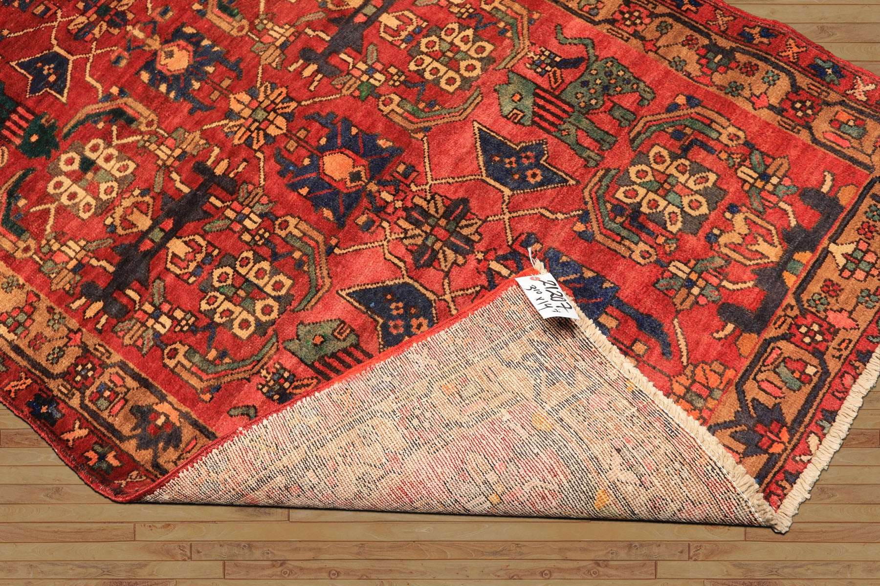 Runner Rust, Tan, Turquoise Color Hand Knotted Bakhtiari Wool Traditional Oriental Rug