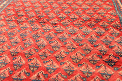 Runner Coral, Ivory, Aqua Color Hand Knotted Kurdish Bidjar Herati Wool Traditional Oriental Rug