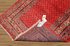 Runner Coral, Ivory, Aqua Color Hand Knotted Kurdish Bidjar Herati Wool Traditional Oriental Rug