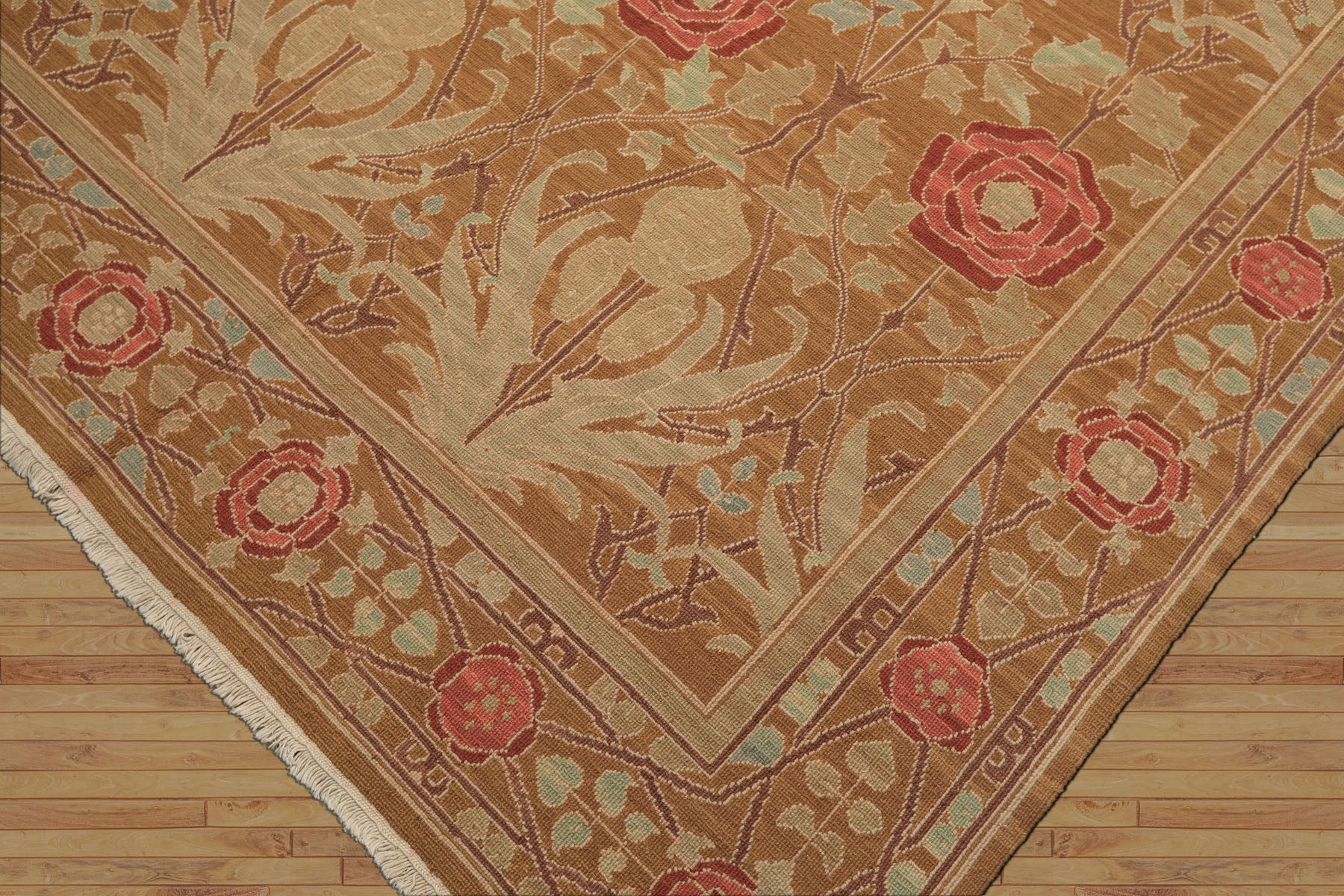 6x9 Gold, Tan, Beige Color Hand Knotted Nourison Nourmak Soumak Wool Arts & Crafts Oriental Rug