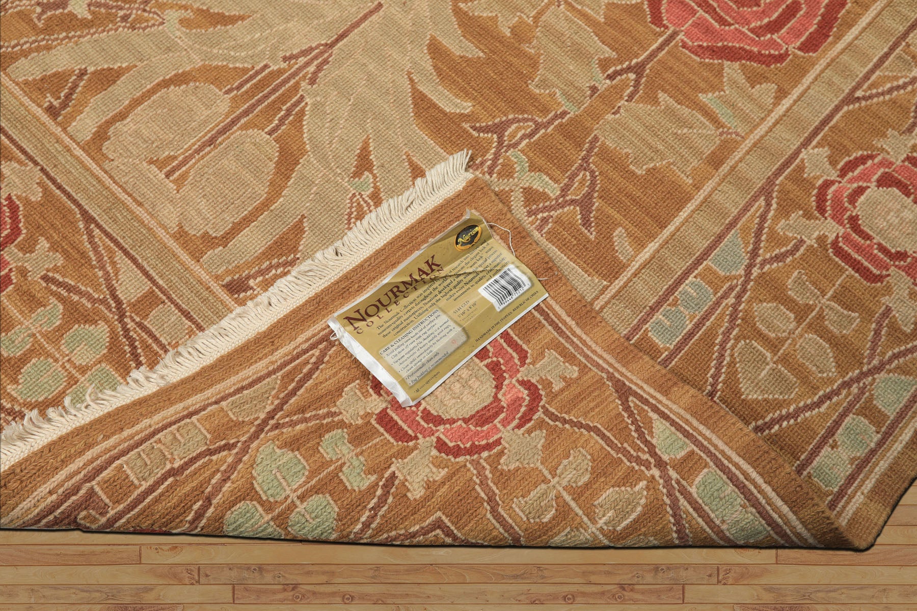 6x9 Gold, Tan, Beige Color Hand Knotted Nourison Nourmak Soumak Wool Arts & Crafts Oriental Rug