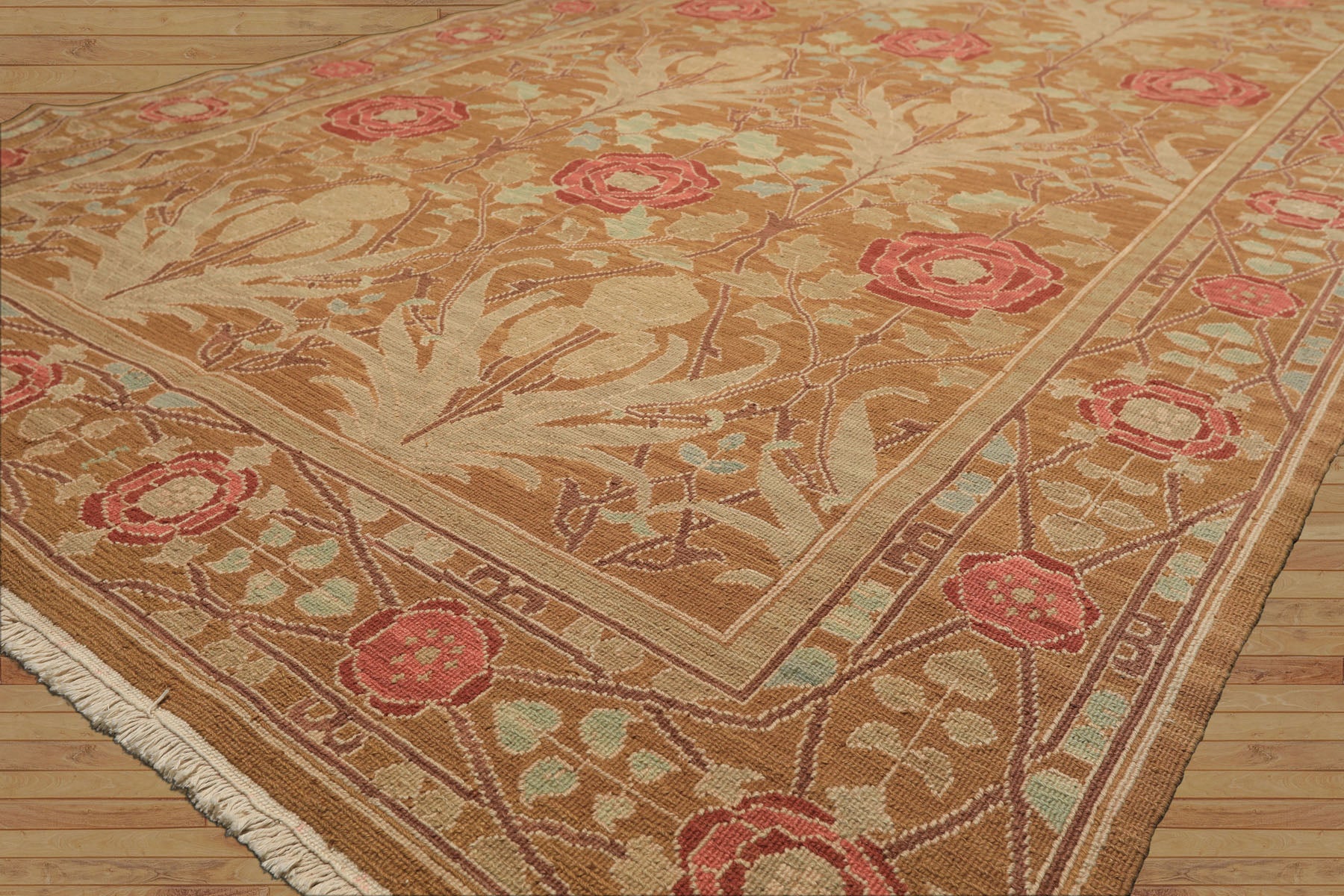6x9 Gold, Tan, Beige Color Hand Knotted Nourison Nourmak Soumak Wool Arts & Crafts Oriental Rug