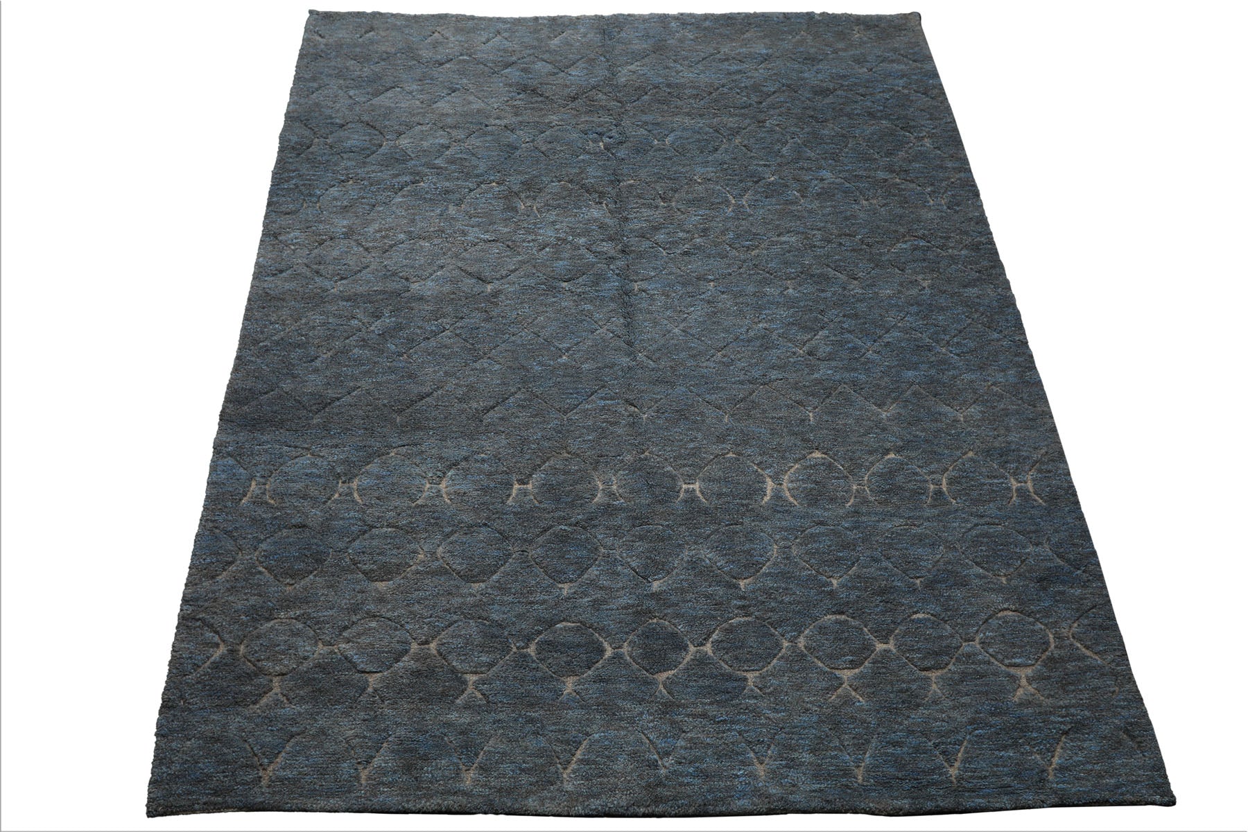 8x10 Gray, Denim, Color Hand Knotted Moroccan Wool Modern & Contemporary Oriental Rug