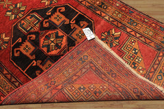 Runner Rust, Gold, Charcoal Color Hand Knotted Kurdish Hamadan Wool Traditional Oriental Rug