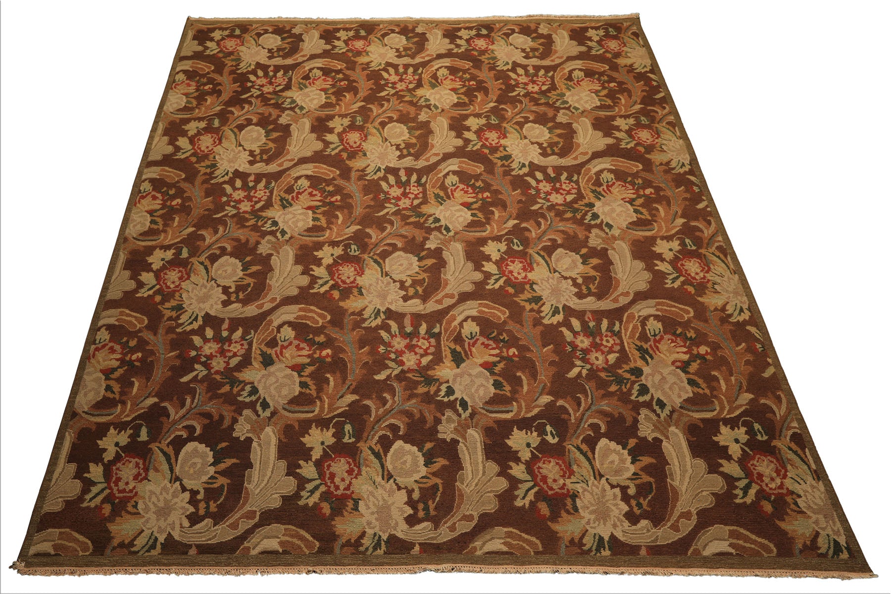 9x12 Brown, Burnt, Orange Color Hand Knotted Nourison Nourmak Soumak Wool Arts & Crafts Oriental Rug