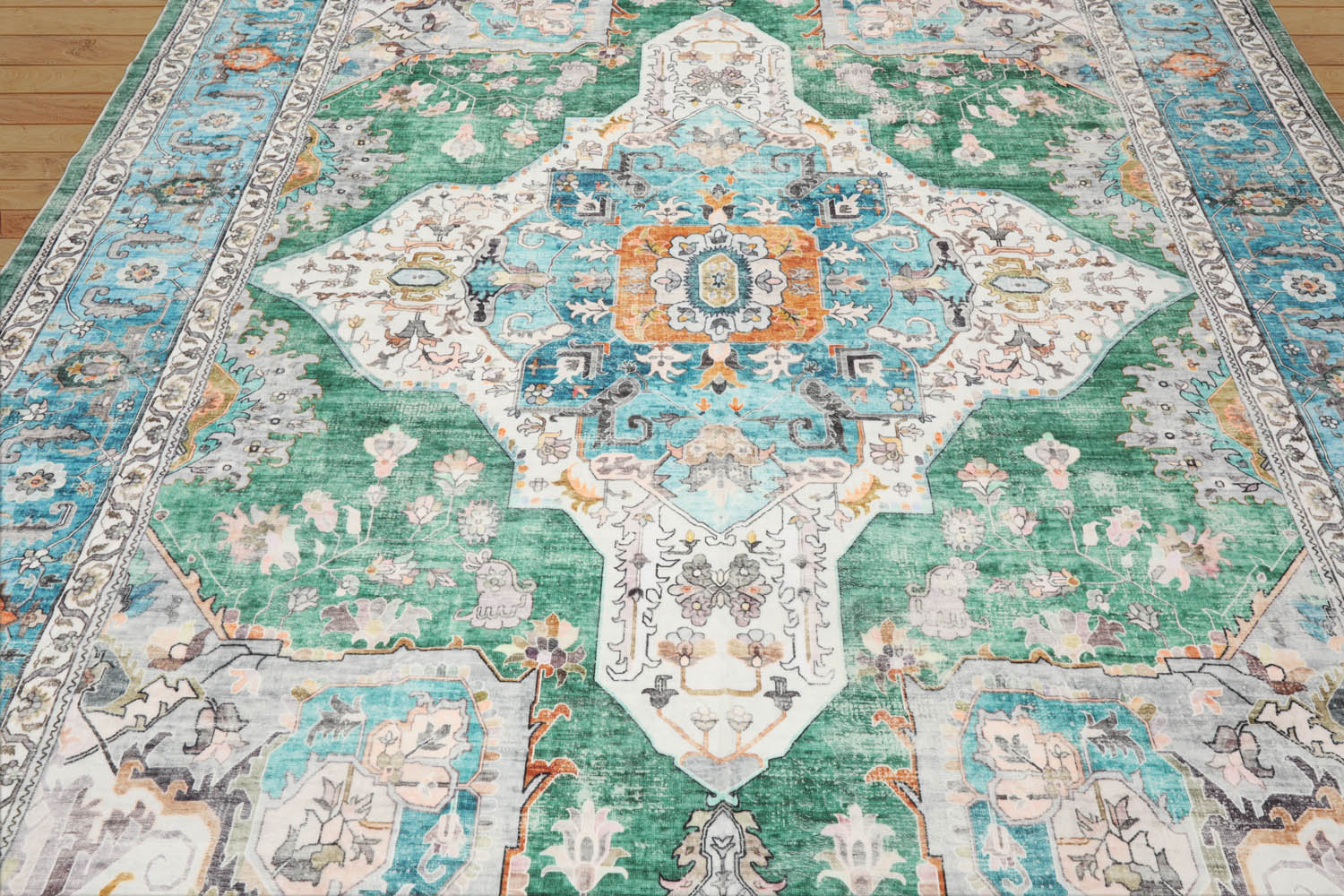 Fharman LoomBloom Green Machine Made Oriental Area Rug Multi Size Arts & Crafts Mission Style Washable Polyester