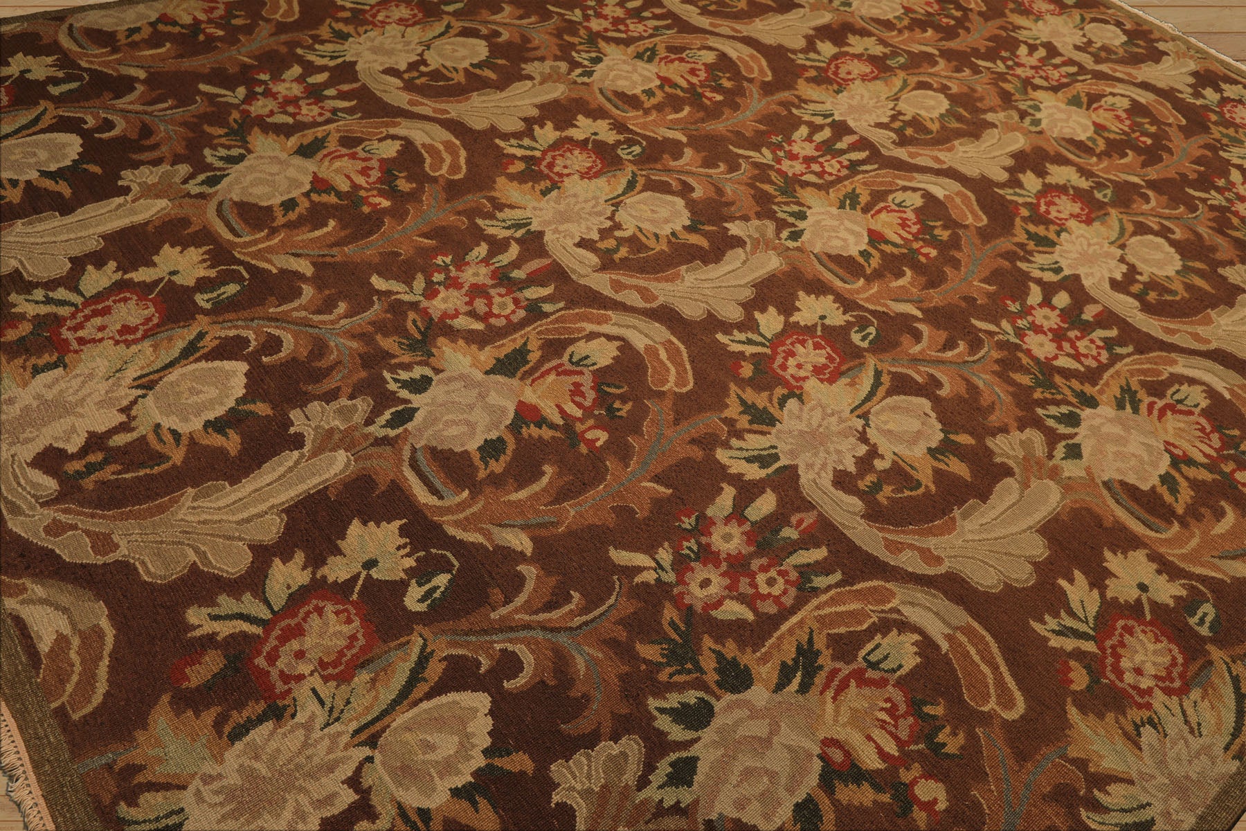 9x12 Brown, Burnt, Orange Color Hand Knotted Nourison Nourmak Soumak Wool Arts & Crafts Oriental Rug