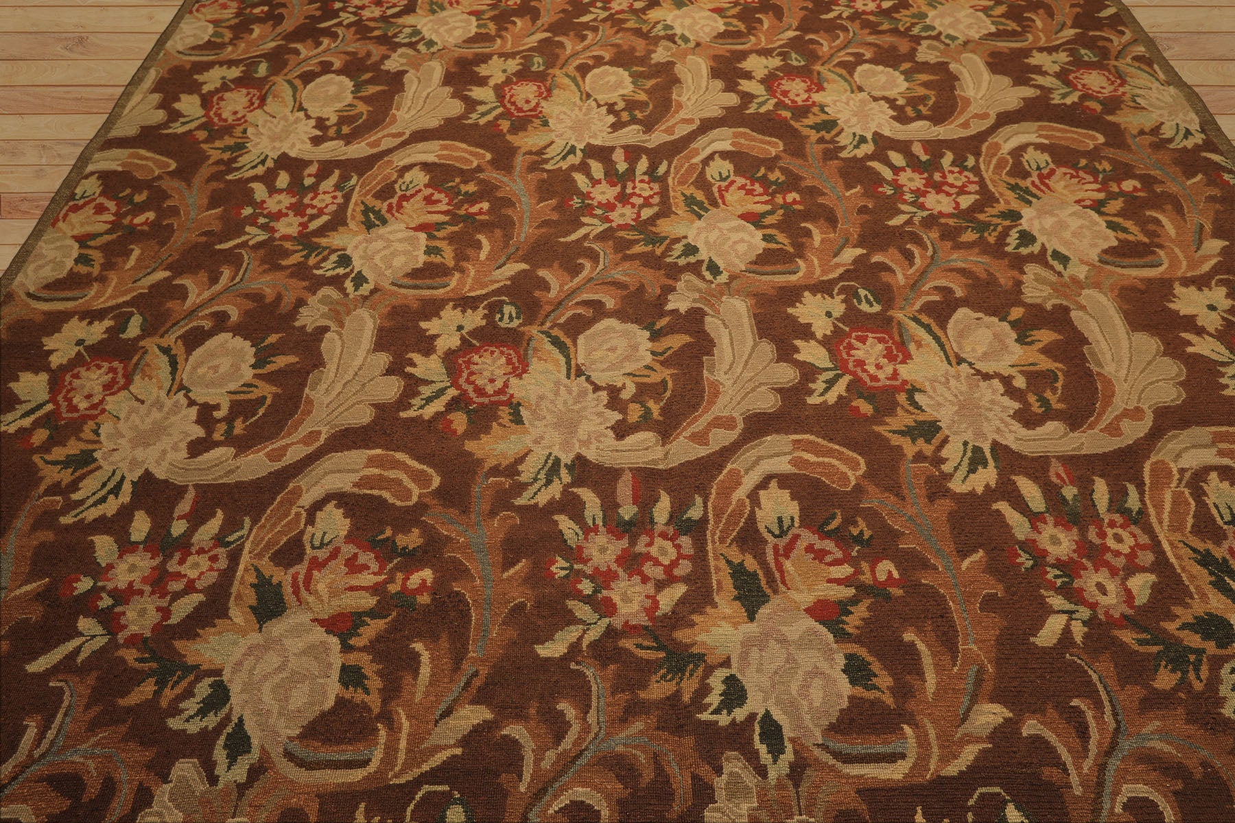 9x12 Brown, Burnt, Orange Color Hand Knotted Nourison Nourmak Soumak Wool Arts & Crafts Oriental Rug