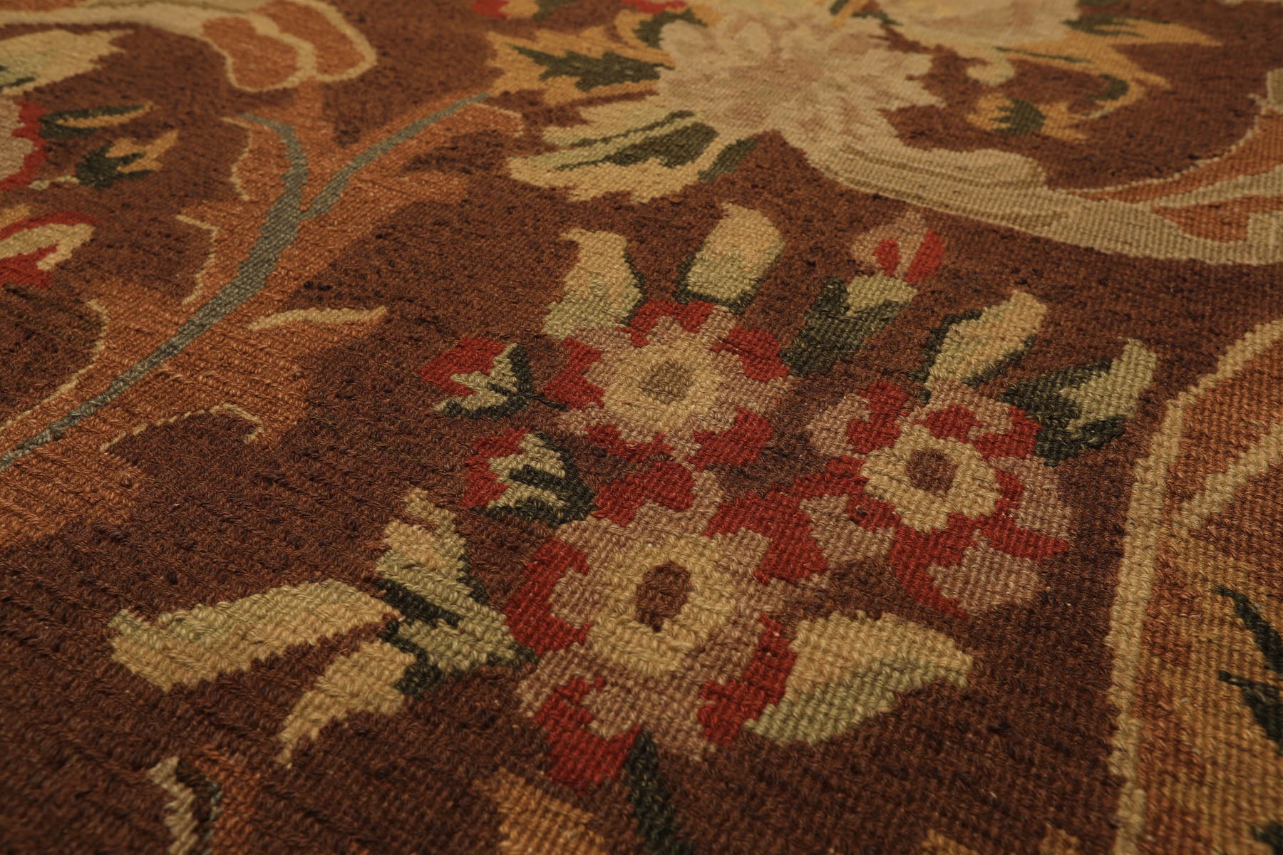 9x12 Brown, Burnt, Orange Color Hand Knotted Nourison Nourmak Soumak Wool Arts & Crafts Oriental Rug