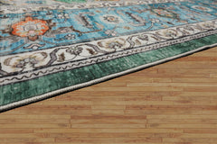 Fharman LoomBloom Green Machine Made Oriental Area Rug Multi Size Arts & Crafts Mission Style Washable Polyester