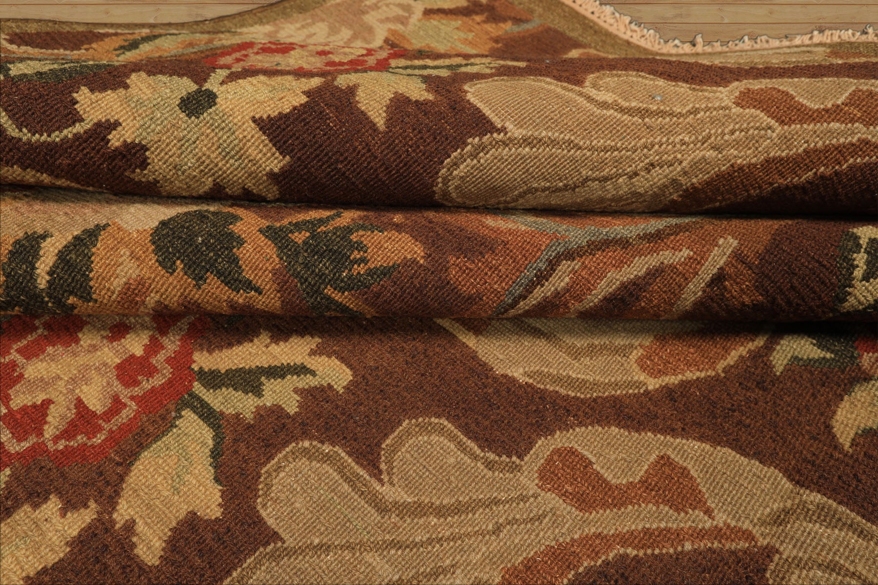 9x12 Brown, Burnt, Orange Color Hand Knotted Nourison Nourmak Soumak Wool Arts & Crafts Oriental Rug