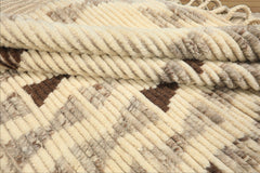 8x10 Ivory, Taupe, Chocolate Color Hand Knotted Moroccan Wool Modern & Contemporary Oriental Rug