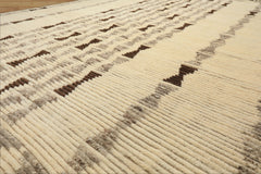 8x10 Ivory, Taupe, Chocolate Color Hand Knotted Moroccan Wool Modern & Contemporary Oriental Rug