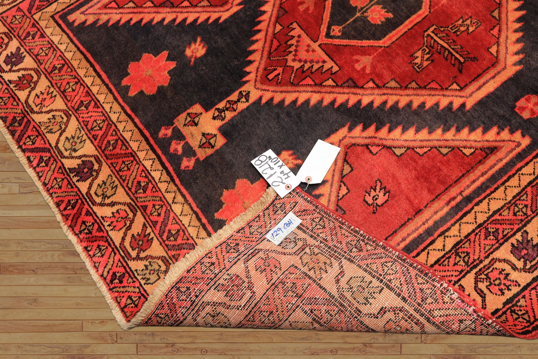 Runner Rust, Charcoal, Rose Color Hand Knotted Bakshaish Wool Traditional Oriental Rug